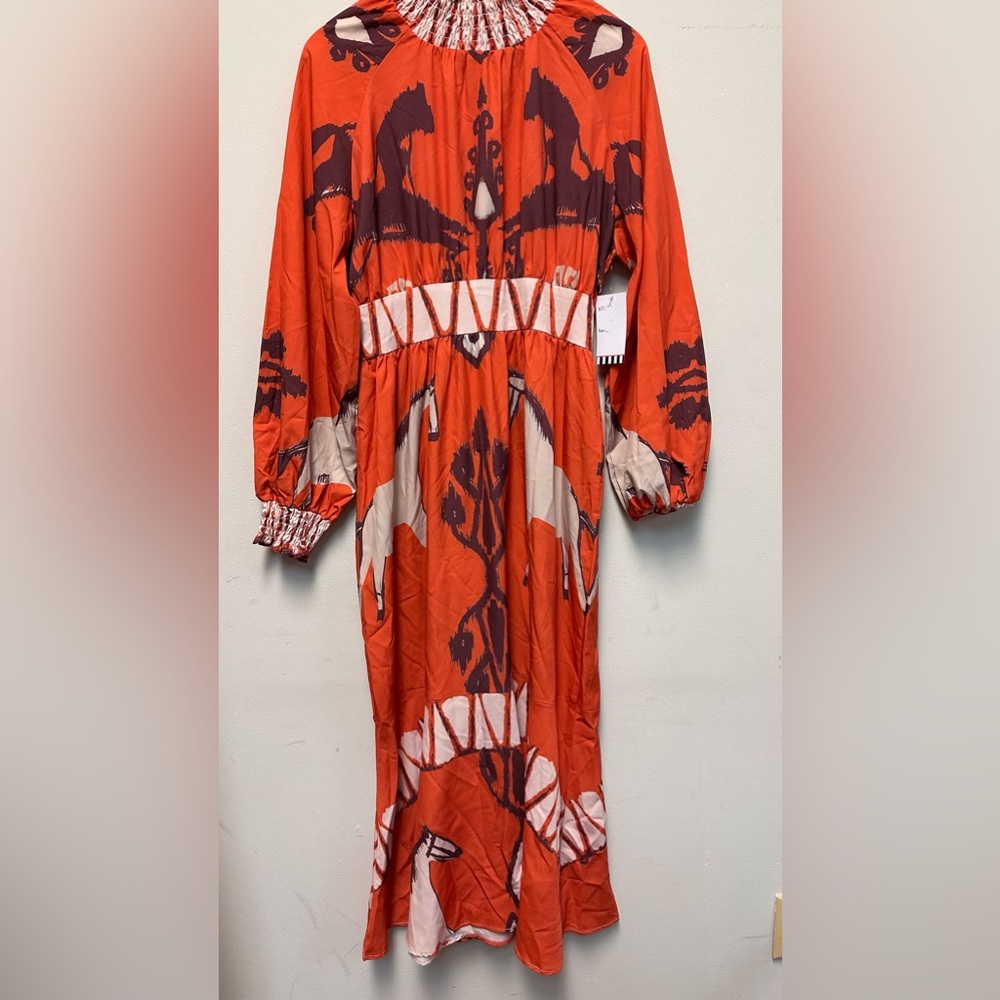 Elegant Red Horse Patterned Dress L Rodeo Ready Country